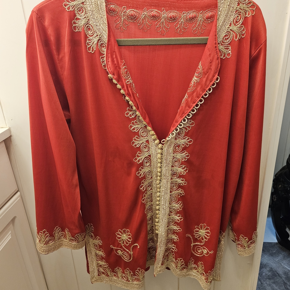 Vintage Red Embroidered Top